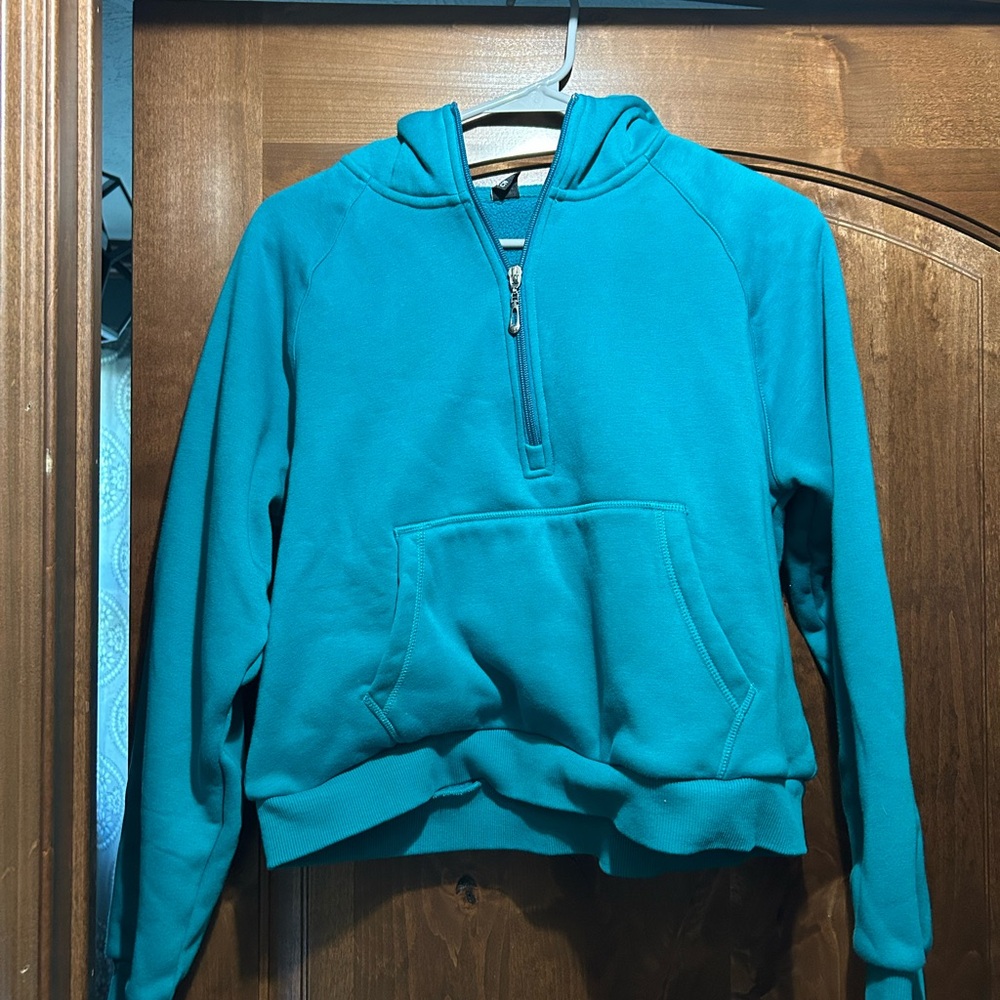 Amazon Essentials Women's Teal Half-Zip Sweater